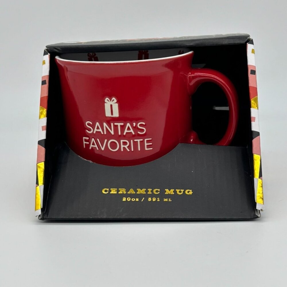 FAO Schwarz Large Red Christmas Mug "Santa's Favorite" in Original Box, Signed~~